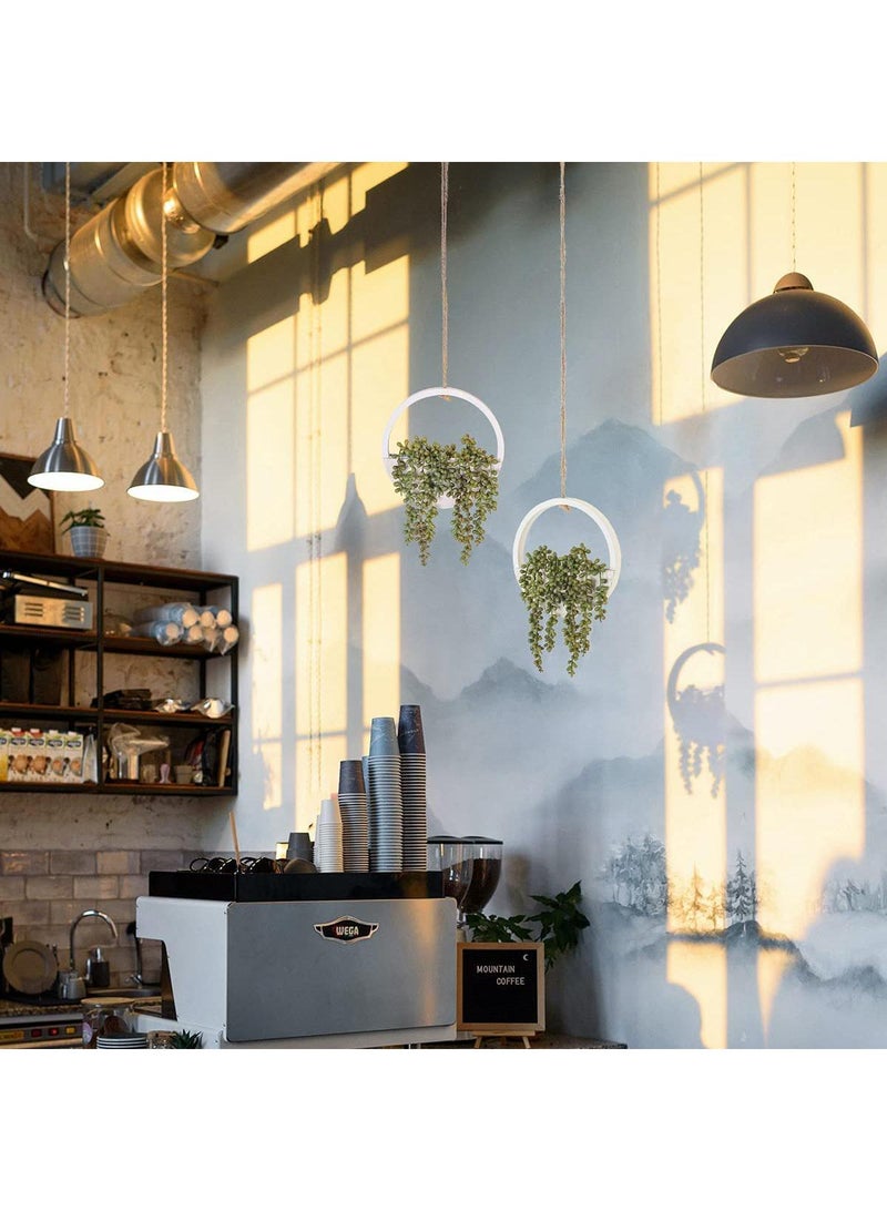 Bluejw Succulent Planter Box Decorative Wooden Round Plant Container Garden Planter Vintage Wall Hanging Flower Pot For Indoor Outdoor Plants Vegetables Herbs Flowers - Image 3