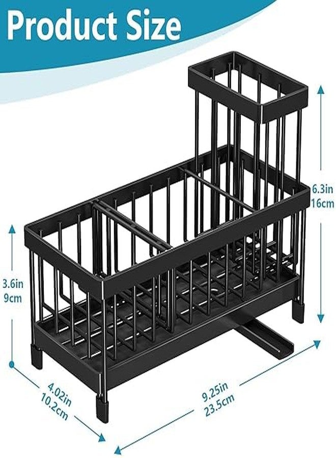 BlissCart Metal Sink Draining Rack Big Kitchen Sink, Sink Caddy with High Brush Holder, Tiered Shelf Countertop Organzier Rustproof Stainless Steel Dish Organizer Divider, Soap Dispenser Storage. - Image 2