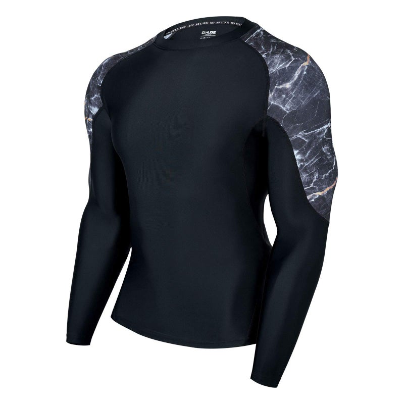 ADOREISM Mens Rash Guard Long Sleeves Splice UPF 50 BJJ Jiu Jitsu Rash Guard Compression Swimming Shirts Magma S