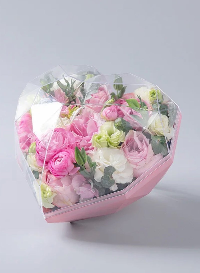 بوكس الماس على شكل قلب بوكس ​​الزهور بوكس ​​الزهور المحفوظة بوكس ​​هدايا زهور الورد - Image 2