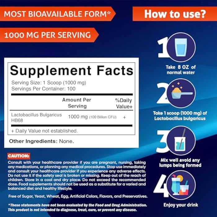Vitamatic Lactobacillus Bulgaricus Probiotic Powder - Digestive Health Support - 100 Gram (3.5 OZ) - 100 Servings - Image 2