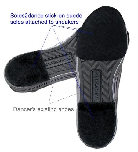 Soles2dance Stick-on Suede Soles with Industrial-Strength Adhesive Backing. Resole Old Dance Shoes or Turn Sneakers into Perfect Dance Shoes. [Suede-M-Black-Sport-r2] - Image 2