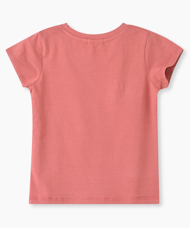 Jelliene DARK PEACH COLOR T-SHIRT WITH CROCHETED FLOWER - Image 2