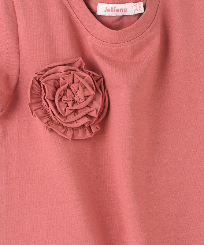 Jelliene DARK PEACH COLOR T-SHIRT WITH CROCHETED FLOWER - Image 3
