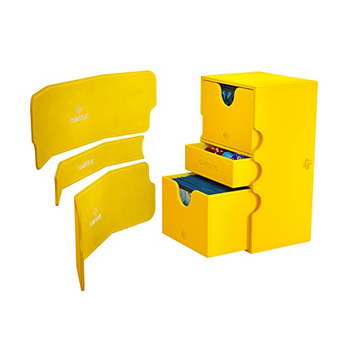 Gamegenic Stronghold 200 XL Convertible Deck Box DoubleSleeved Card Game Protector with Accessories Drawer Nexofyber Surface Holds up to 200 Cards Yellow Color Made - Image 5