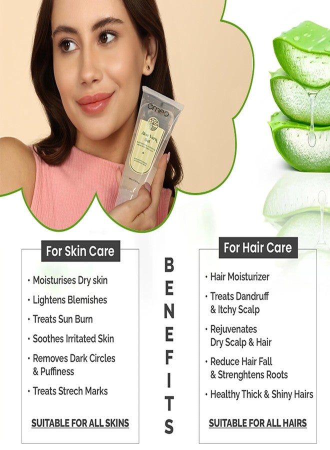 Omeo Aloe Vera Gel 100g for Face, Skin & Hair Care Made with Pure Aloevera Extract | Hydrating, Moisturizing Gel for Glowing, Soothing Skin & Smooth Hair | Non Sticky, Non Greasy, No Paraben, SLS Free - Image 3
