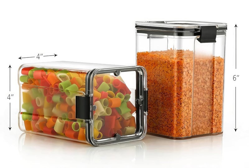 KWER 1200ml Air Tight Container Set For Kitchen Set For Home Kitchen Items Storage Containers Kitchen Storage Containers Set Food Containers Black pack of 4 Plastic - Image 4