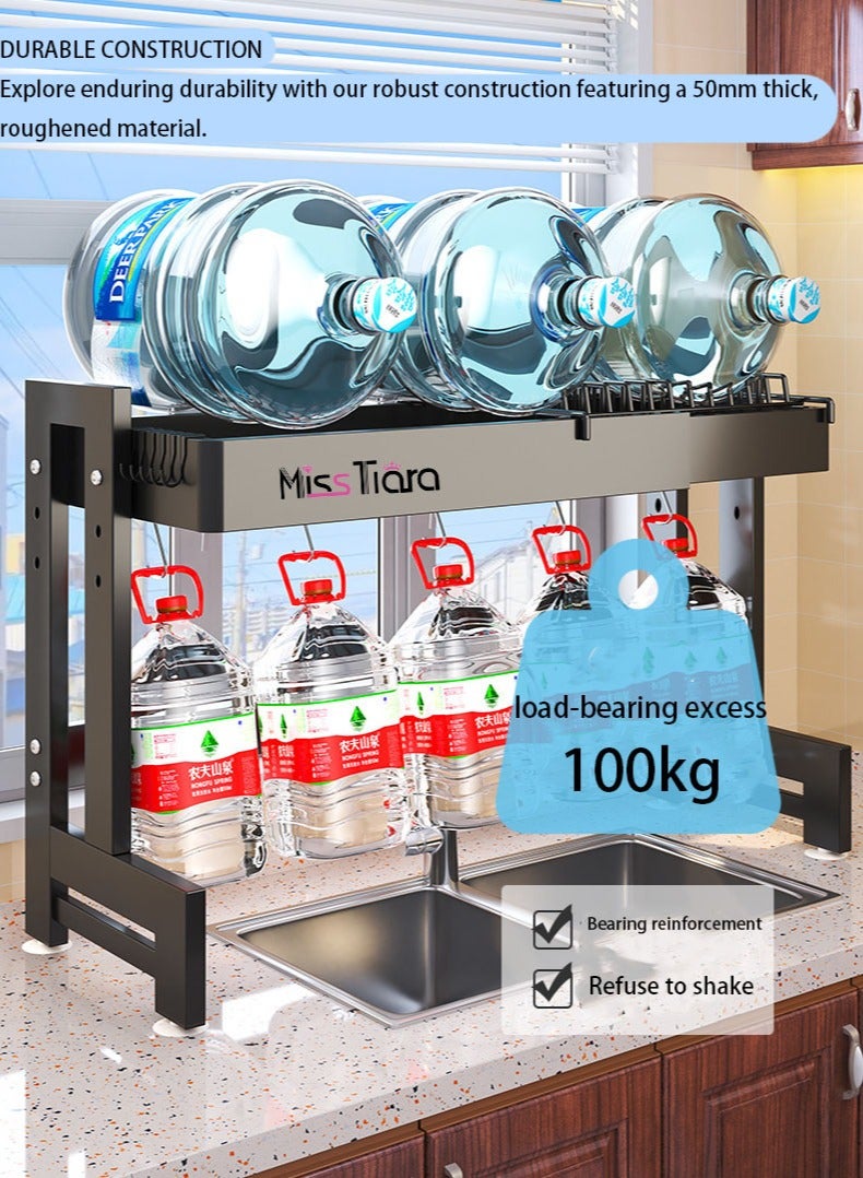 Dish Rack,64-100 CM Length Adjustable Over The Sink Dish Rack Extra Heavy Duty Adjustable Length and Height Large Dish Drying Stand Drainer with Utensil Holder for Kitchen Countertop Organizer