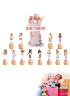 ROBLOX Theme Cakes Toppers Set, Cartoon character Toppers Birthday Supplies, DIY Wedding Engagement Bachelorette Party Decorations (Pink