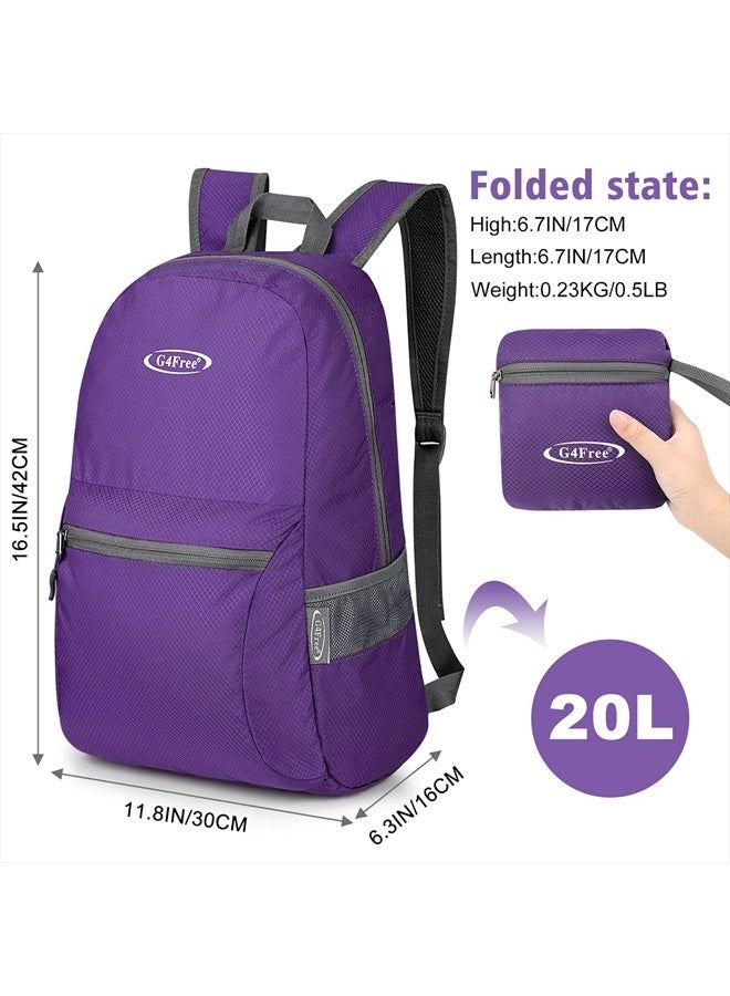G4Free حقيبة ظهر قابلة للطي خفيفة الوزن سعة 20 لتر للسفر والمشي لمسافات طويلة للرجال والنساء - Image 2