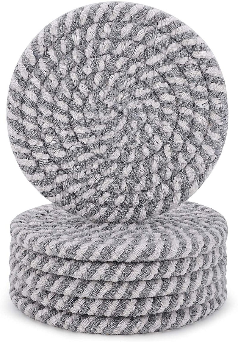 Textile and Beyond Cotton Rope Coaster Set of 6 – Washable, Water-Absorbent, Ideal for Dining Table, Tea, Coffee, Office & Kitchen Decor - Image 1