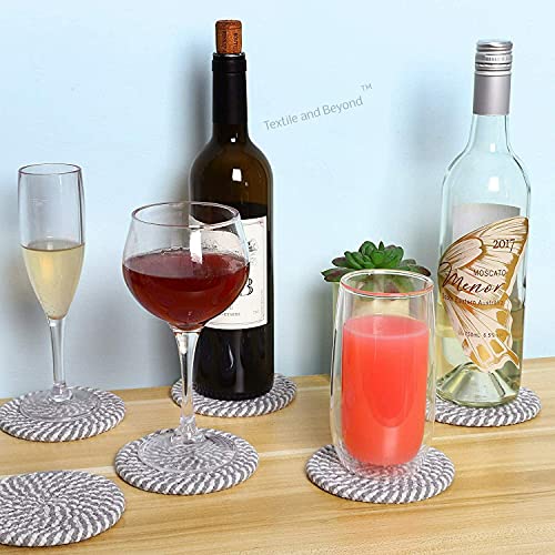 Textile and Beyond Cotton Rope Coaster Set of 6 – Washable, Water-Absorbent, Ideal for Dining Table, Tea, Coffee, Office & Kitchen Decor - Image 3