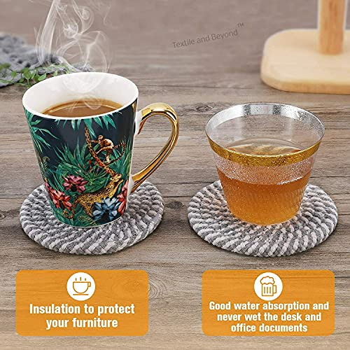Textile and Beyond Cotton Rope Coaster Set of 6 – Washable, Water-Absorbent, Ideal for Dining Table, Tea, Coffee, Office & Kitchen Decor - Image 2