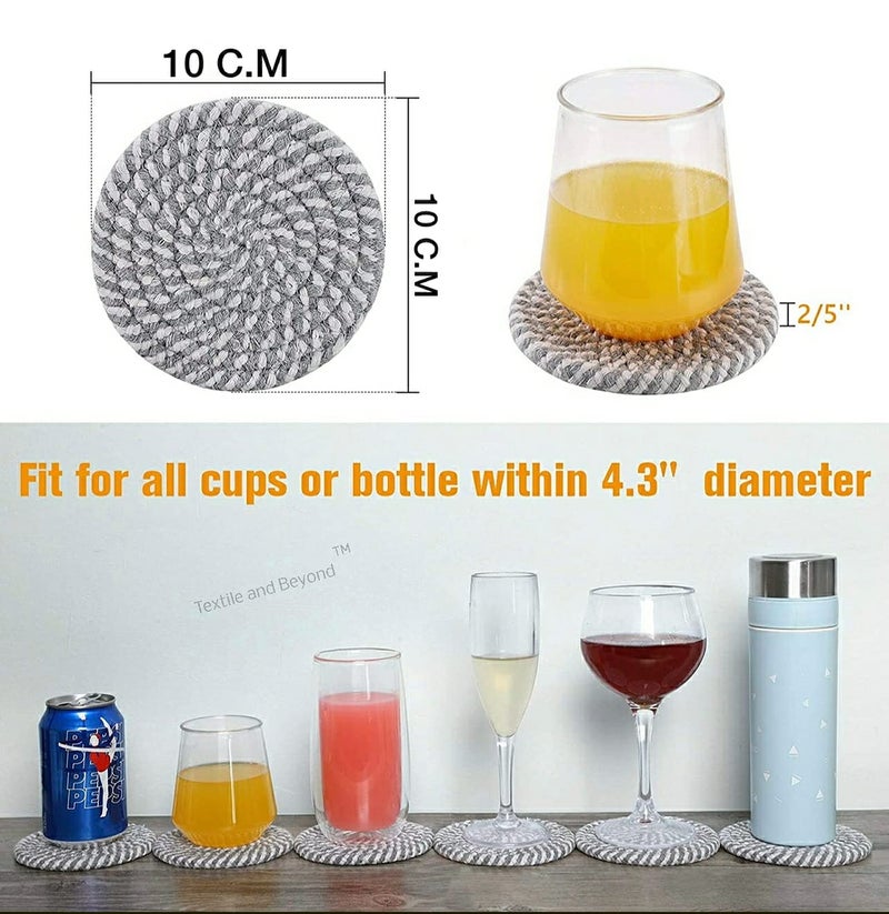 Textile and Beyond Cotton Rope Coaster Set of 6 – Washable, Water-Absorbent, Ideal for Dining Table, Tea, Coffee, Office & Kitchen Decor - Image 4