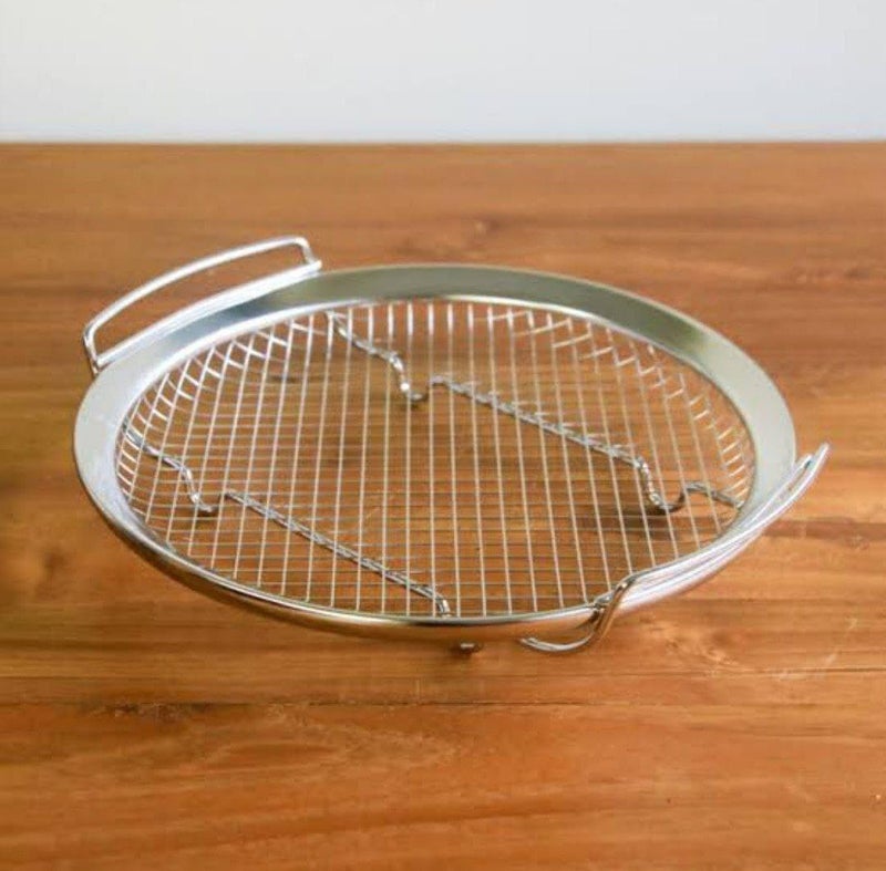 Kruvad Round Stainless Steel Oil Leakage Net Air Fryer Plate | Noodle Strainer, Chip Basket Rings, Fries Rack, Deep Fry Mesh Plate Cooking Tool for French Fries & More [24x22.5x4 CM] - Image 2