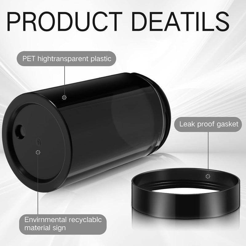 Patelai 4 Pieces Round Wide-mouth Leak Proof Plastic Container Jars with Lids for Travel Storage Makeup Beauty Products Face Creams Oils Salves Ointments DIY Making(12 Ounce,Pure Black) - Image 3