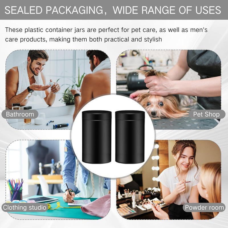 Patelai 4 Pieces Round Wide-mouth Leak Proof Plastic Container Jars with Lids for Travel Storage Makeup Beauty Products Face Creams Oils Salves Ointments DIY Making(12 Ounce,Pure Black) - Image 4