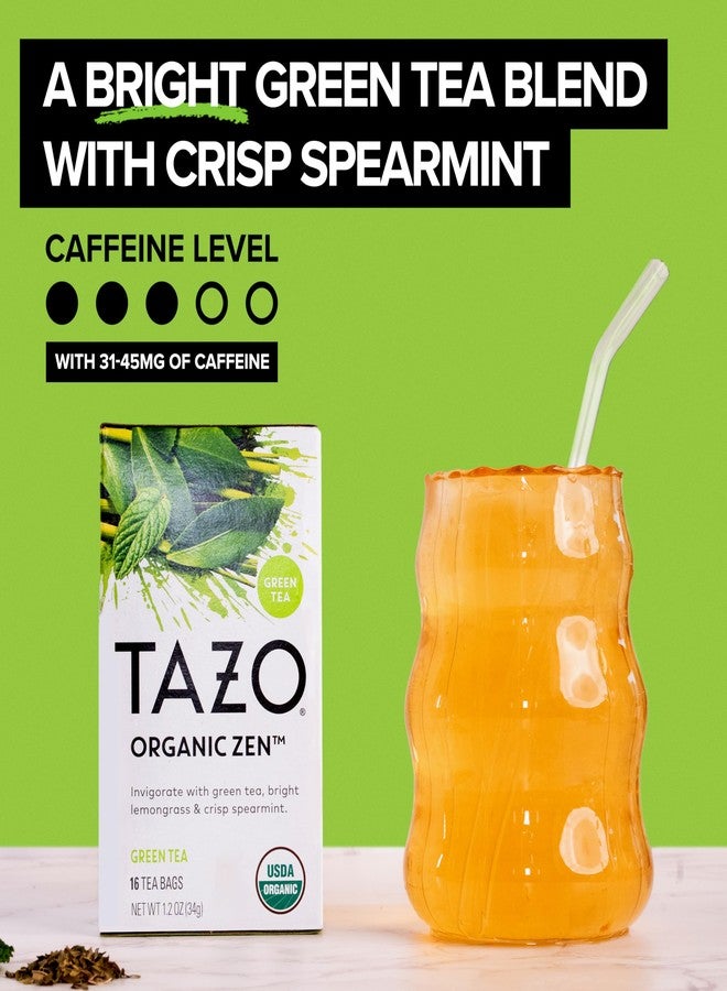 TAZO Organic Zen Green Tea, Caffeinated Tea with Refreshing Lemongrass & Spearmint, 16 Total Bags - Image 4