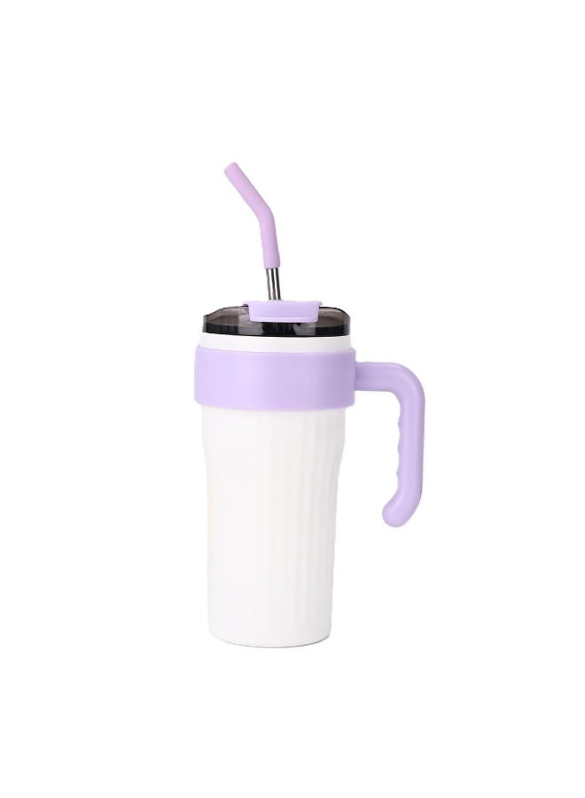Stainless Steel Insulated Tumbler with Handle, Lid and Straw, Thermal Mug for Hot & Cold Drinks - Image 1