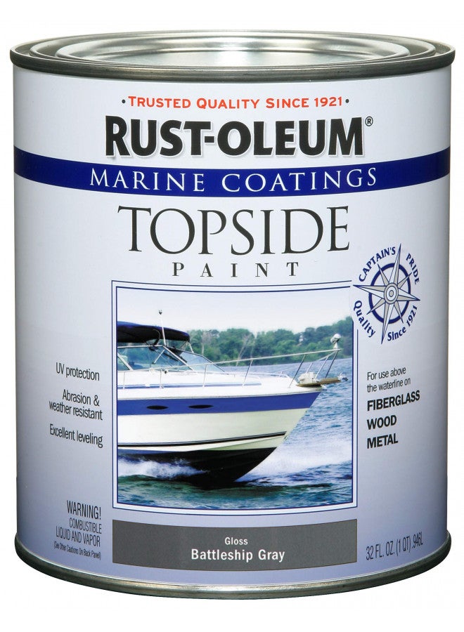 Rust-Oleum Available 207005 Marine Topside Enamel Paint, Battleship Gray, 1-Quart, 32 Fl Oz (Pack of 1)(Packaging May Vary) - Image 1