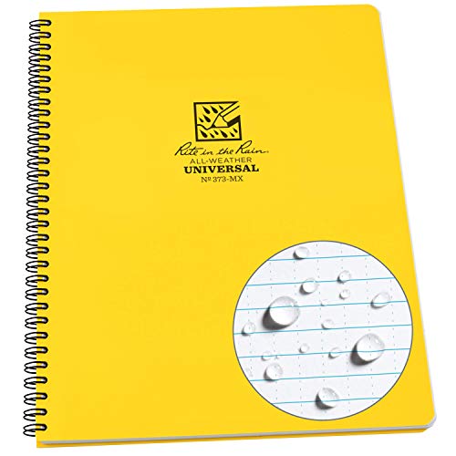 Rite in the Rain Weatherproof Side Spiral Notebook, 8.5" x 11", Yellow Cover, Universal Page Pattern (No. 373-MX) - Image 1