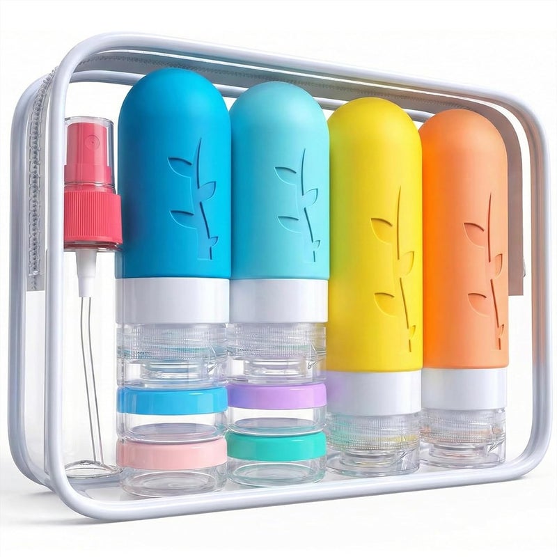 Eworld 16 Pack Travel Bottles Set, TSA Approved Leak Proof Silicone Containers with Makeup Bag - Image 1