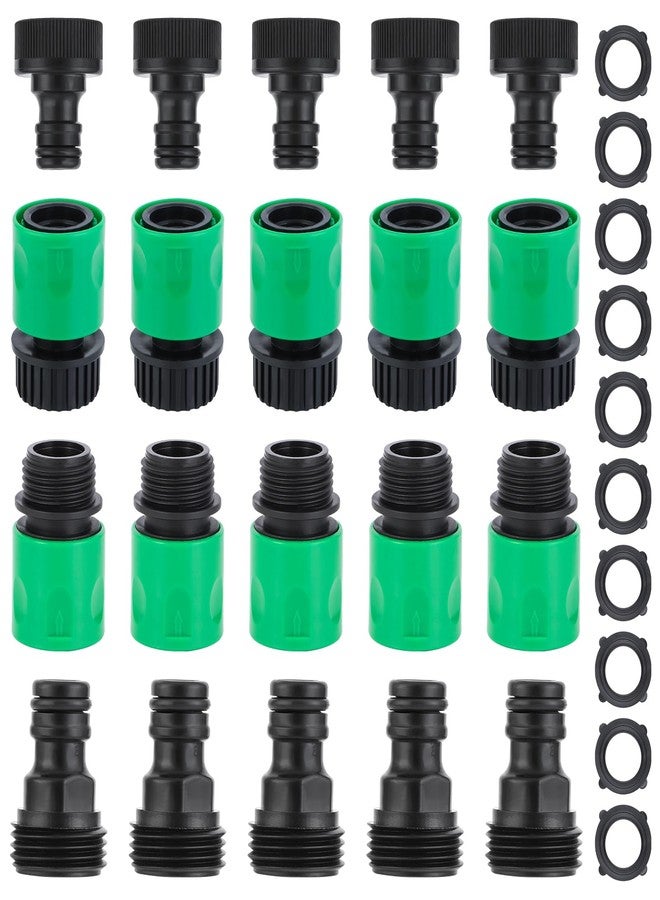 VYH 20 Pieces plastic water hose quick connect fittings, Garden Hose Quick Connect Fittings Plastic Fitting Adapter for Hose 3/4 Inch GHT Male and Female Connectors with 12 Pieces Rubber Washer - Image 1