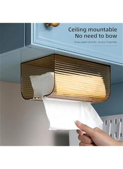 Beauenty Acrylic Paper Towel Holder, Wall Mounted Paper Towel Dispenser, Adhesive Tissue Box Guest Napkin Countertop Paper Towel Holder for Bathroom(White)  - Image 4