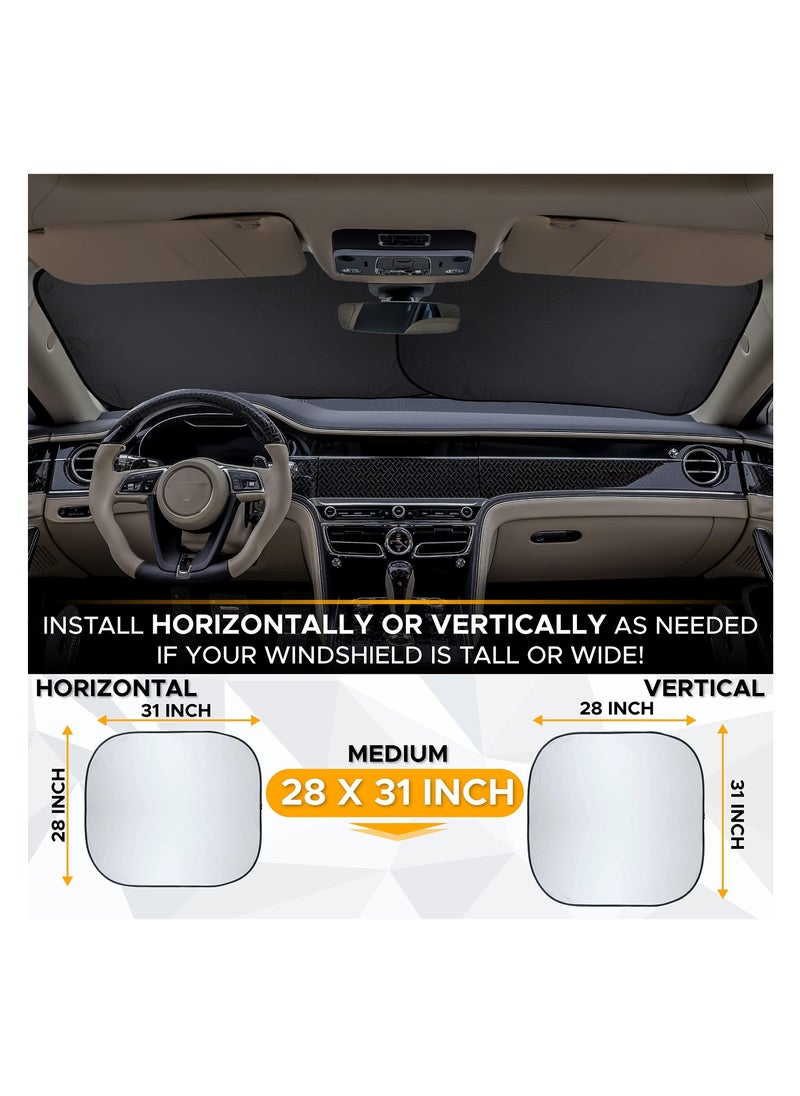 Y&D - Car Windshield Sunshade Durable 240T Polyester Sun Shield for Front Window Reflect UV Rays and Heat Protect Your Foldable 2 Piece Medium (28 x 31 inches) - Image 1