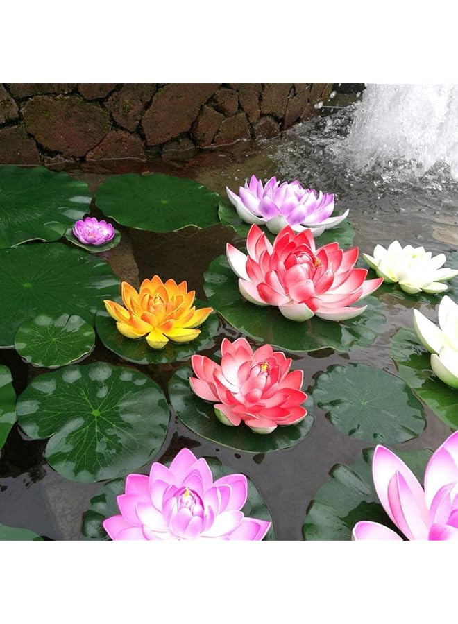 erorex Artificial Lotus Flowers Floating Lifelike Pond Decor Water Lily For Home Garden Pond Decoration 5 Pcs  - Image 3