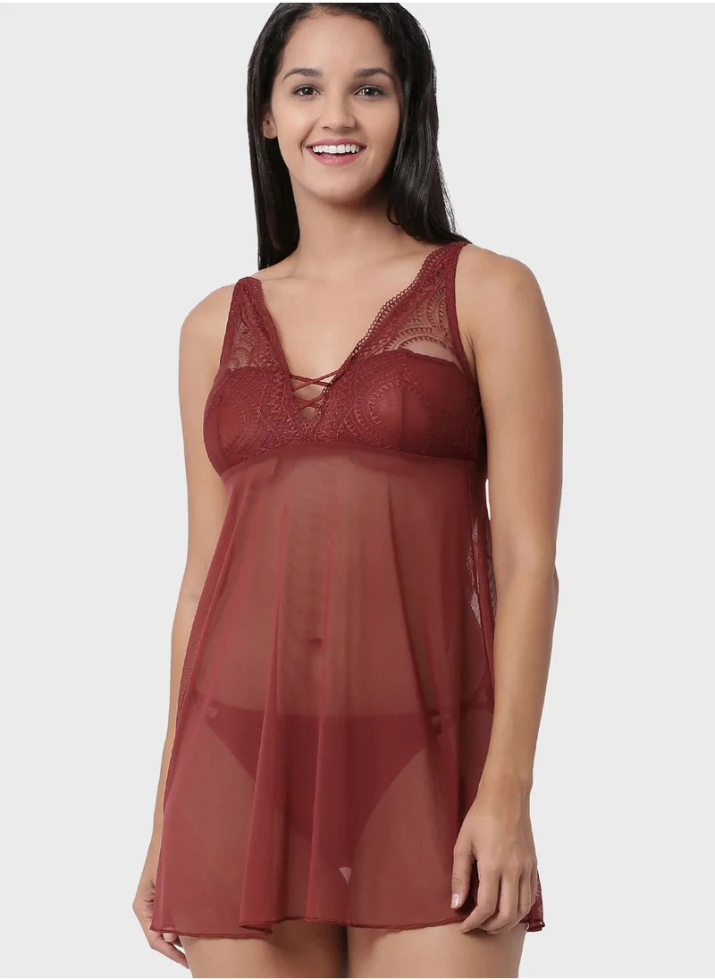 enamor Thigh length Lace chemise