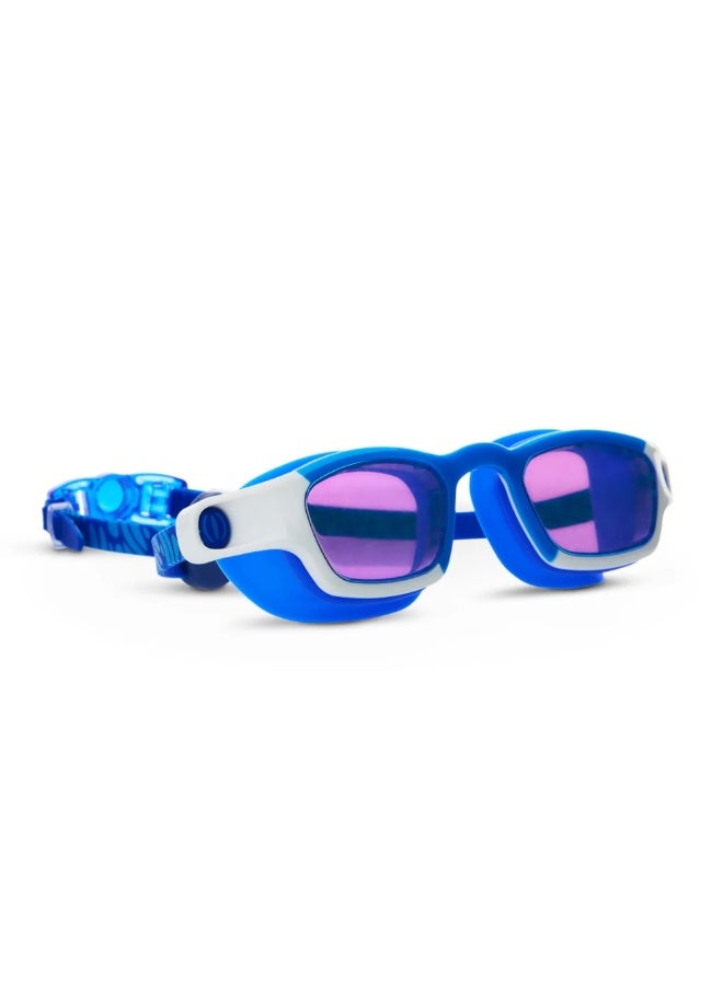 Bling2O Shark Boy Kids' Swim Goggles  Oceanic Blue, Uv Protection, Anti-Fog, 100% Silicone, Ages 6+, Includes Hard Case & Adjustable Nose Pieces - Image 4