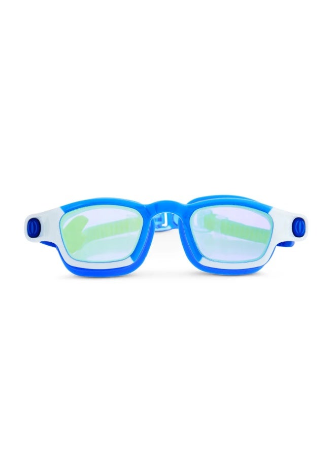 Bling2O Shark Boy Kids' Swim Goggles  Oceanic Blue, Uv Protection, Anti-Fog, 100% Silicone, Ages 6+, Includes Hard Case & Adjustable Nose Pieces - Image 1