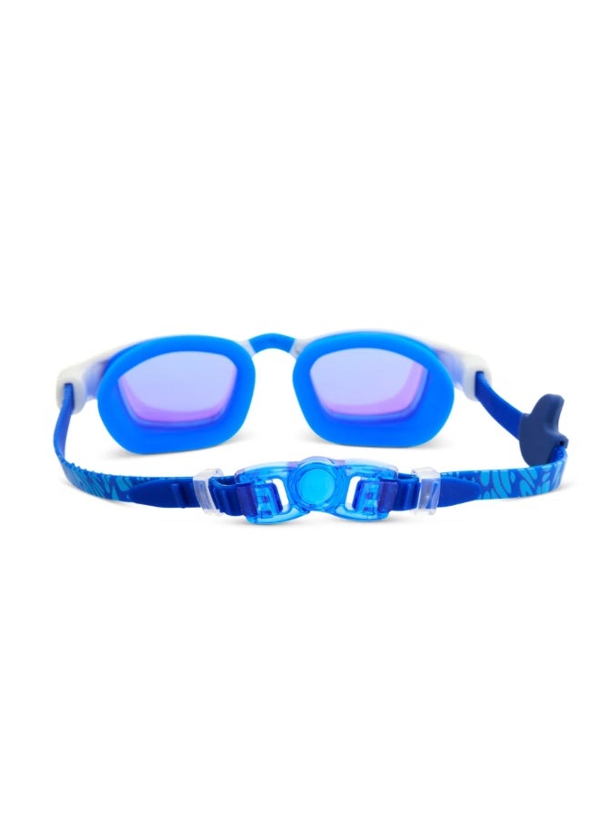 Bling2O Shark Boy Kids' Swim Goggles  Oceanic Blue, Uv Protection, Anti-Fog, 100% Silicone, Ages 6+, Includes Hard Case & Adjustable Nose Pieces - Image 3