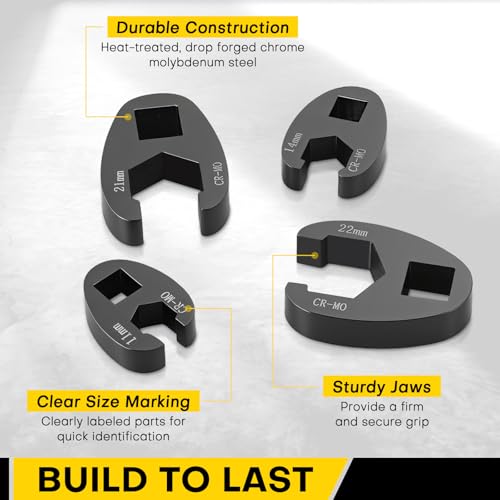 Acymner Crowfoot Flare Nut Wrench Set | 15PCS Metric Crows Foot Wrench Kit for 3/8in and 1/2in Drive Ratchet 8mm to 24mm - Image 3