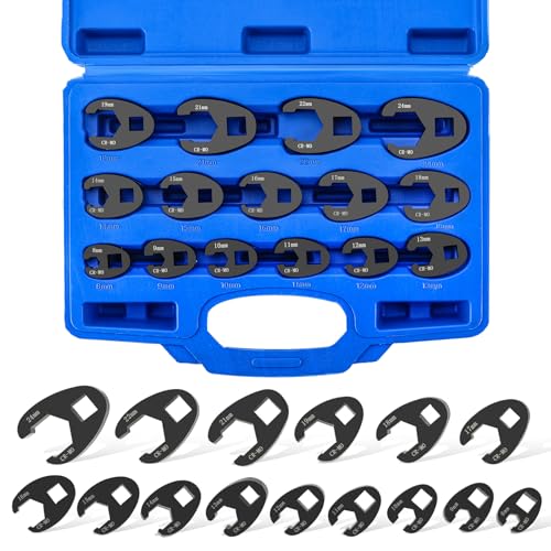Acymner Crowfoot Flare Nut Wrench Set | 15PCS Metric Crows Foot Wrench Kit for 3/8in and 1/2in Drive Ratchet 8mm to 24mm - Image 1