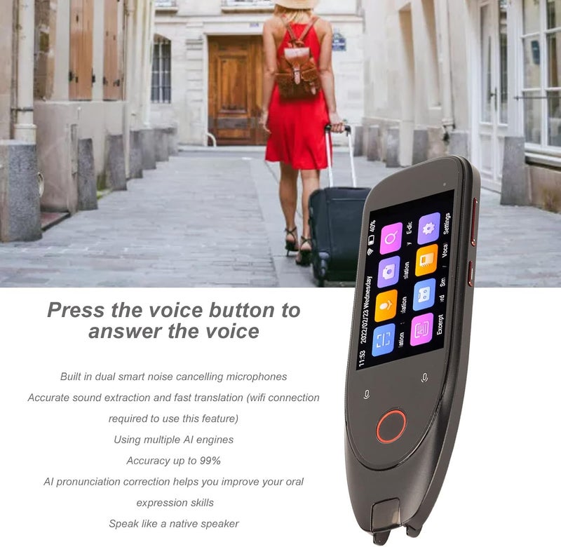klarako Voice Translator Pen, Portable Scanning Translation Pen Touch Screen Translator Pen, 112 Language Reading Translator with Voice Text Photo - Image 2