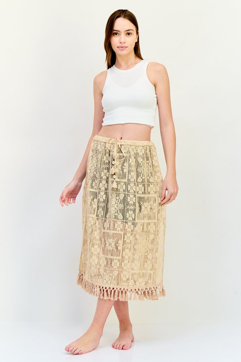 Aerie Women Eyelet Cover Up Skirt, Beige  - Image 4