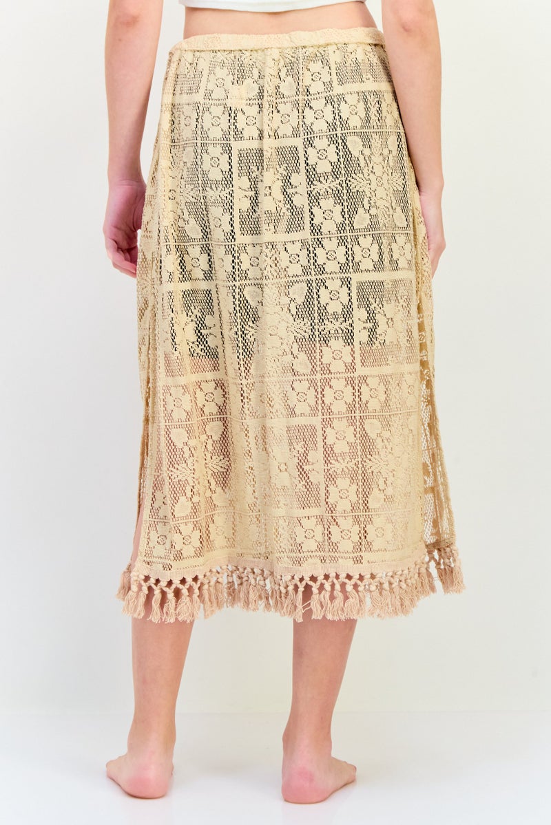 Aerie Women Eyelet Cover Up Skirt, Beige  - Image 3