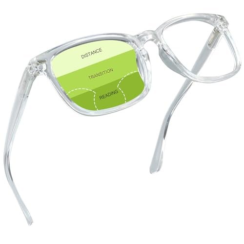 YEIN Progressive Multifocus Reading Glasses Spring Hinge Blue Light Blocking Glasses for Women Men No Line Multifocal Readers with Clear Lenses clear000225 magnification - Image 1