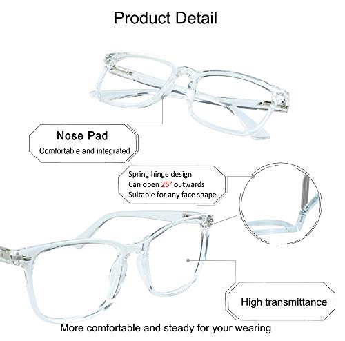 YEIN Progressive Multifocus Reading Glasses Spring Hinge Blue Light Blocking Glasses for Women Men No Line Multifocal Readers with Clear Lenses clear000225 magnification - Image 3