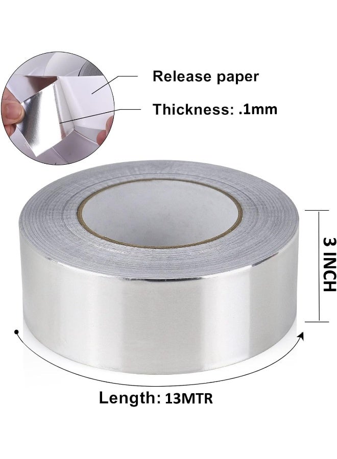 Biella Aluminium Foil Adhesive Tape Seal Insulate And Protect With Ease! Ideal For Roof Leaks Surface Cracks Window Gaps Pipes Boats Sealing And More 3Inch 2Pcs  - Image 2
