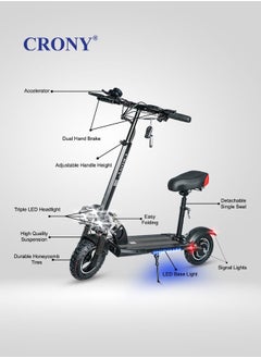 Crony CRONY V10 Pro Fast Speed Electric Scooter for Adults Kids, Off-Road All-Terrain E-Scooter with 1200W Motor & Aluminum Frame, 20-40KM/H Speed, 120KG Max Load, Desert-Ready Design-Black  - Image 5