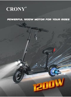 Crony CRONY V10 Pro Fast Speed Electric Scooter for Adults Kids, Off-Road All-Terrain E-Scooter with 1200W Motor & Aluminum Frame, 20-40KM/H Speed, 120KG Max Load, Desert-Ready Design-Black  - Image 3