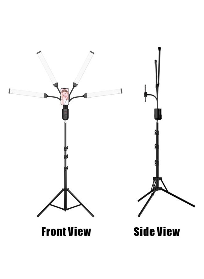 Kiboule Flexible 4-Arms LED Video Light Photography Fill Light 3000K/4000K/6000K Bi-color Dimmable Timer with Phone Holder 1.6M/63in Metal Light Stand Remote Control for Live Streaming Wedding Portrait - Image 2