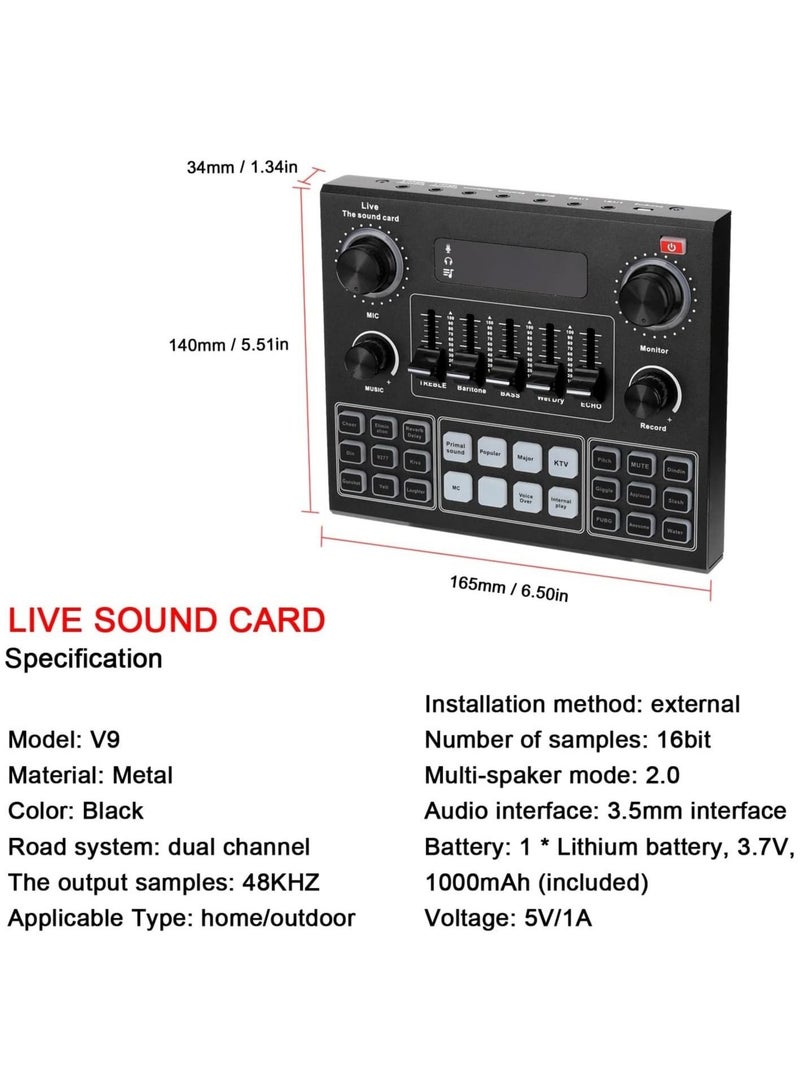 ELTRAZONE Multifunctional Live V9 Sound Card and BM800 Suspension Microphone Kit Broadcasting Condenser Microphone Set Intelligent Webcast Live Sound Card for Computers and Mobile - Image 2