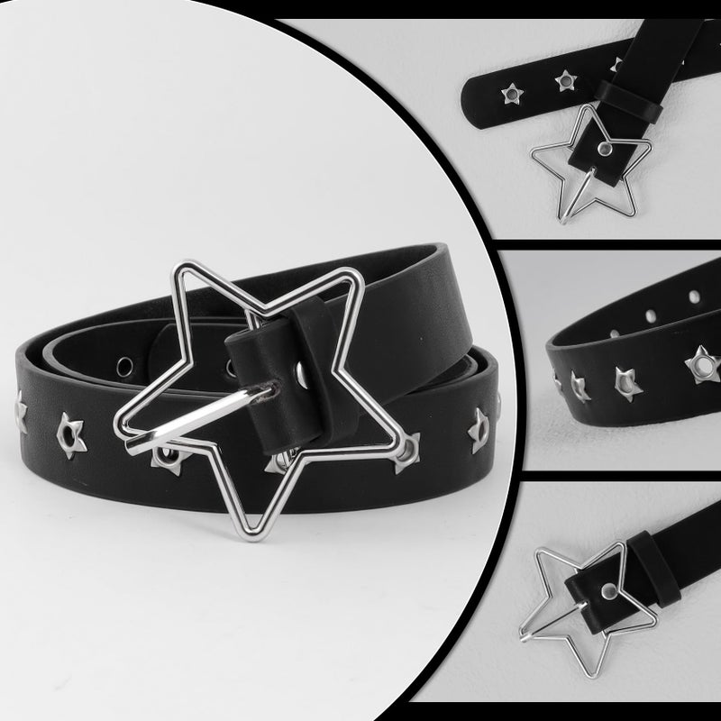 MILAKOO Grommet Star Hole Bucket Belt for Women Dresses Thin Solid Color Waist Belt Y2K Style Outfit - Image 2