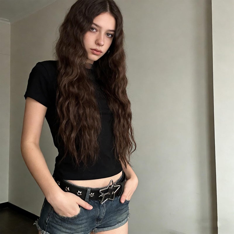 MILAKOO Grommet Star Hole Bucket Belt for Women Dresses Thin Solid Color Waist Belt Y2K Style Outfit - Image 5