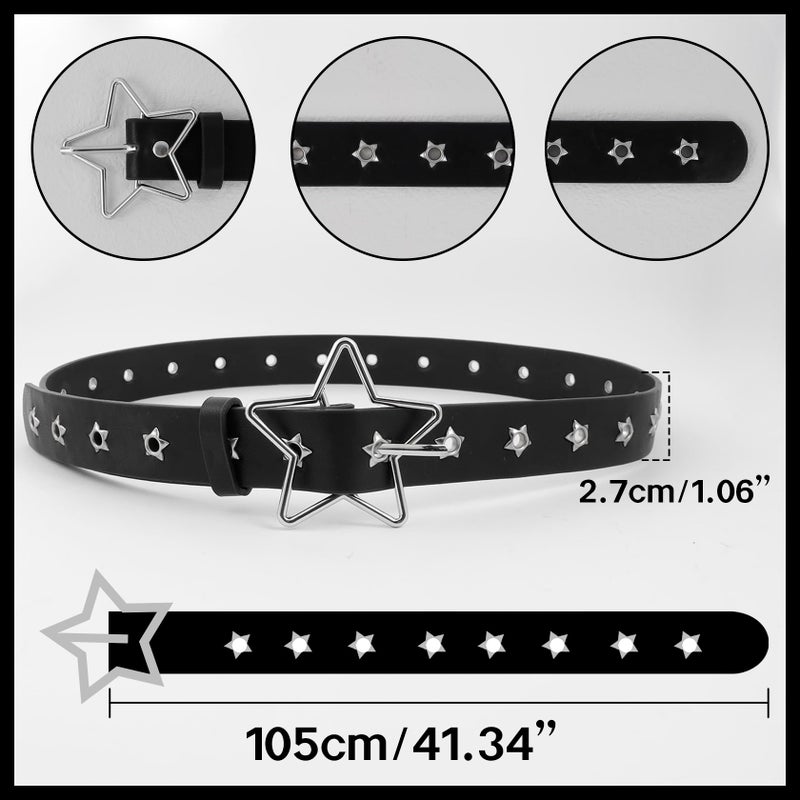 MILAKOO Grommet Star Hole Bucket Belt for Women Dresses Thin Solid Color Waist Belt Y2K Style Outfit - Image 3