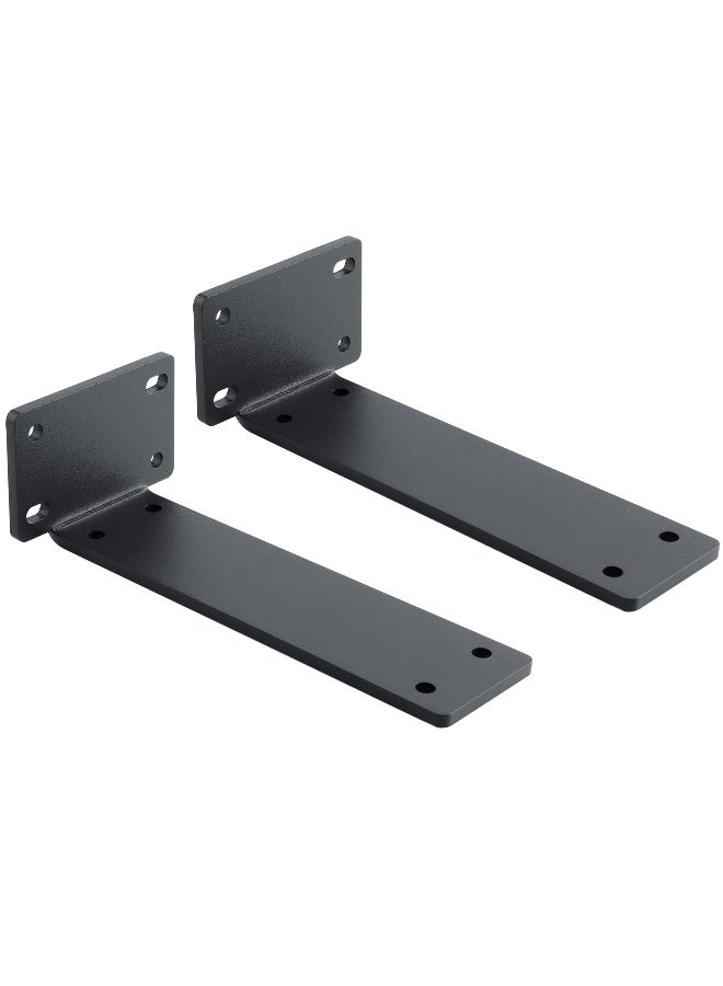 SYOSI 2 Pcs Heavy Duty Shelf Brackets, 8 Inch L-shaped Metal Shelf Bracket, Floating Wall Mounted Shelf Support, Black Industrial Shelf Bracket, Max Load 45KG/100LB (8 Inch/19cm) - Image 1